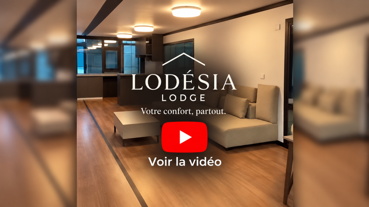Maison conteneur extensible : salon et cuisine aménagés | Lodesia